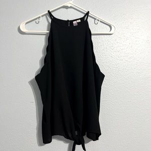 Black Scalloped Halter Top with Keyhole Back and Tie in the Front in L